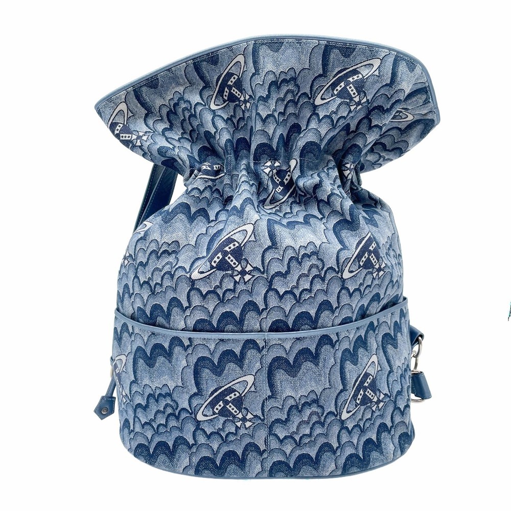 Vivienne Westwood Orb Drawstring Shoulder Bag, One-Shoulder Jacquard Denim Le...